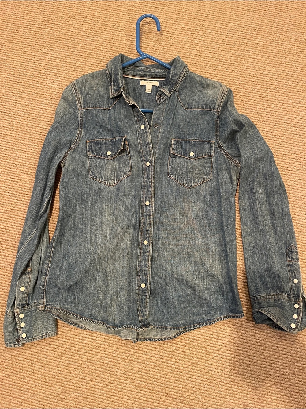 J. Crew Washed Denim Snap-Front Shirt - Blue